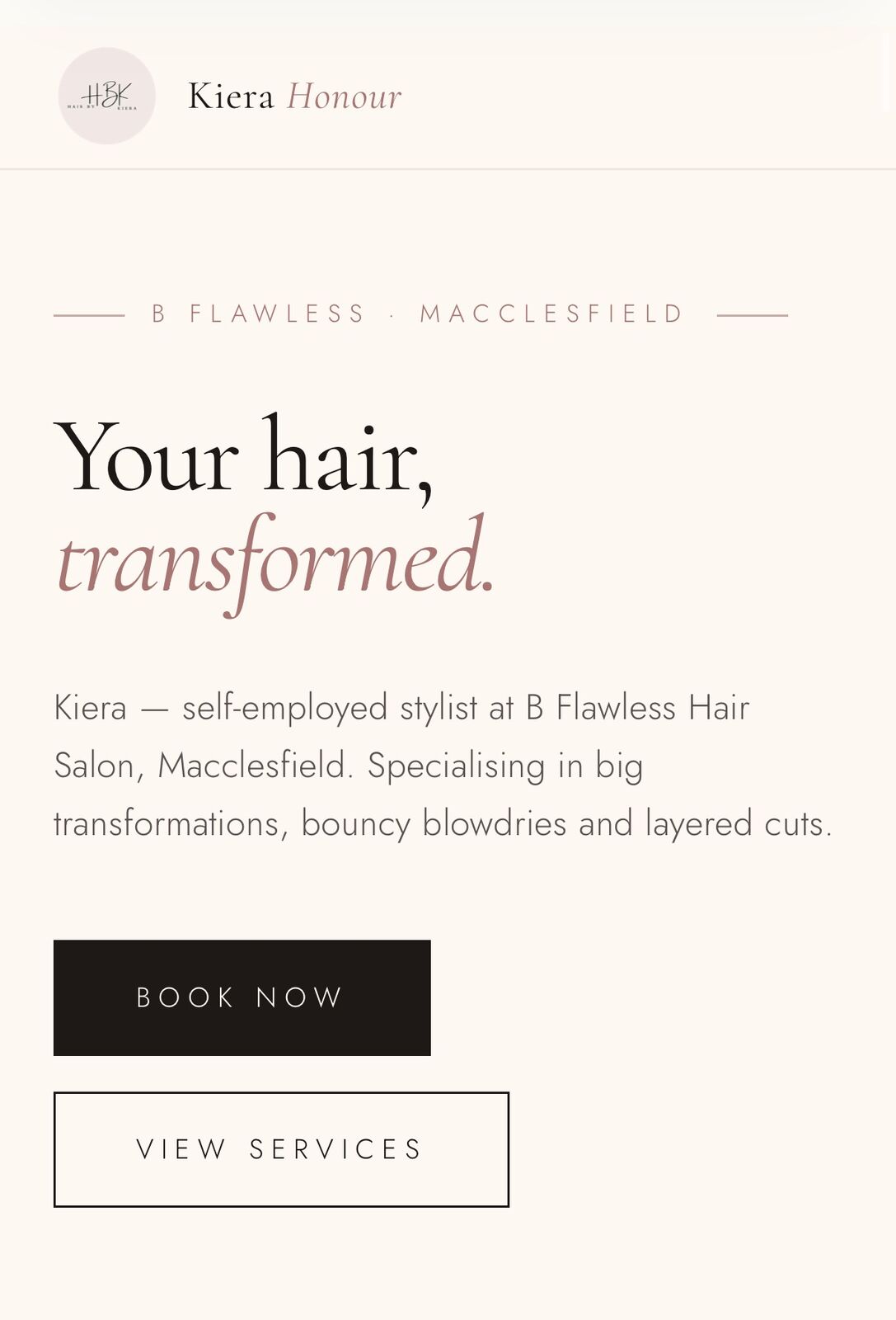 Hair by Kiera website preview 1
