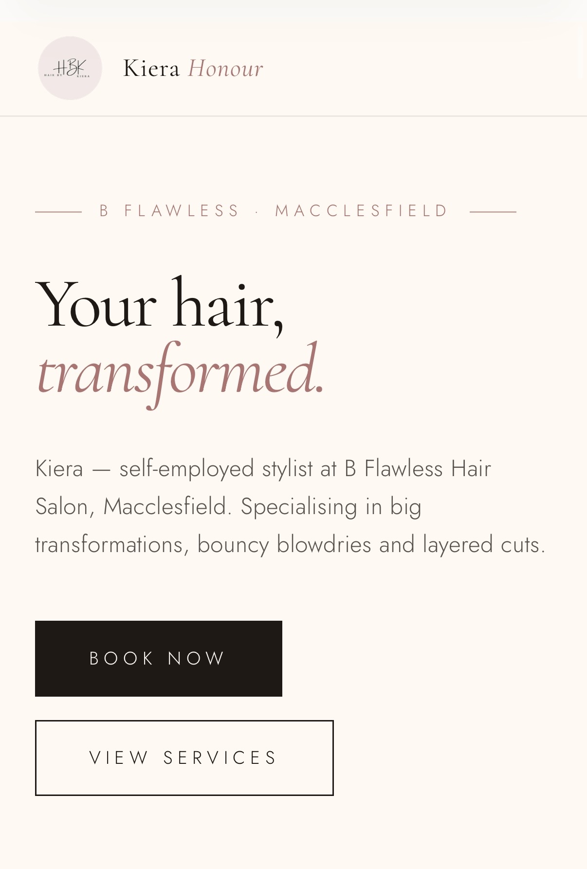 Hair by Kiera website preview