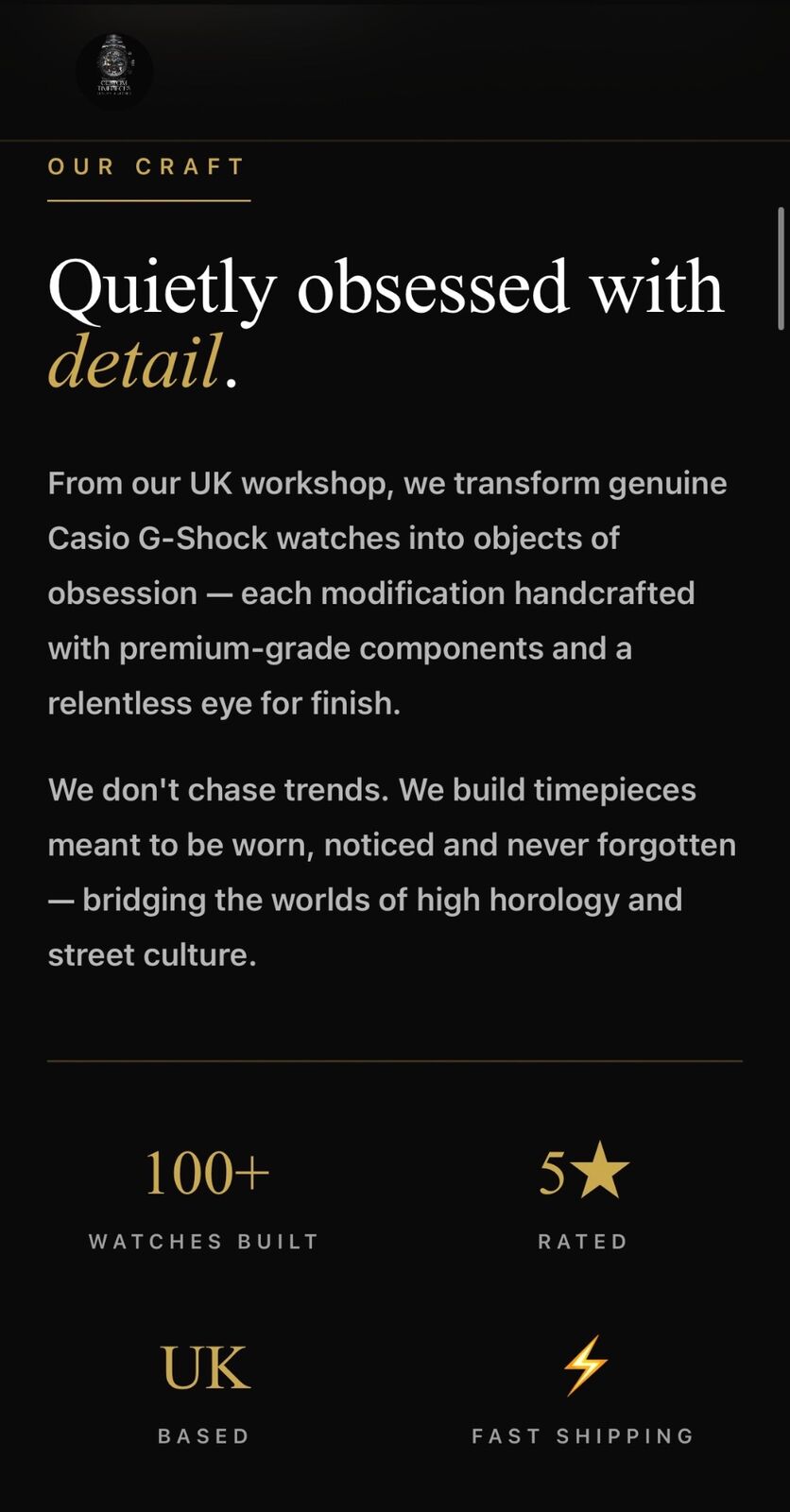Custom Timepieces website preview 2